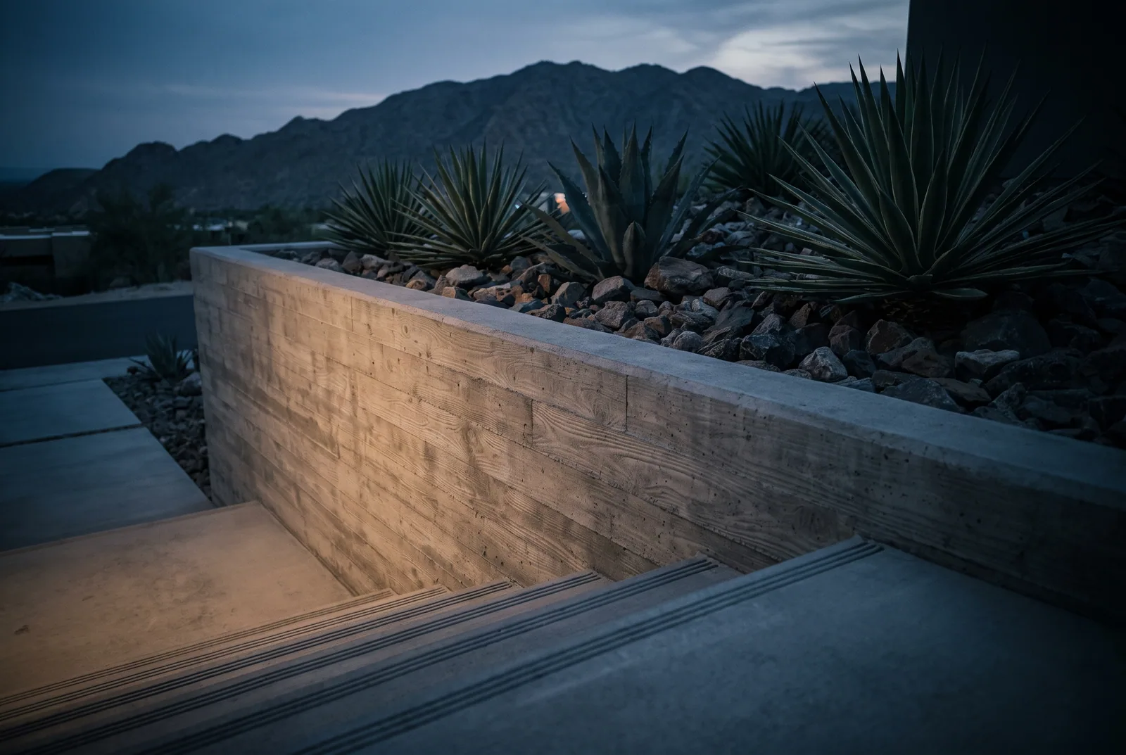 Steps and retaining walls poured by Eastin Concrete